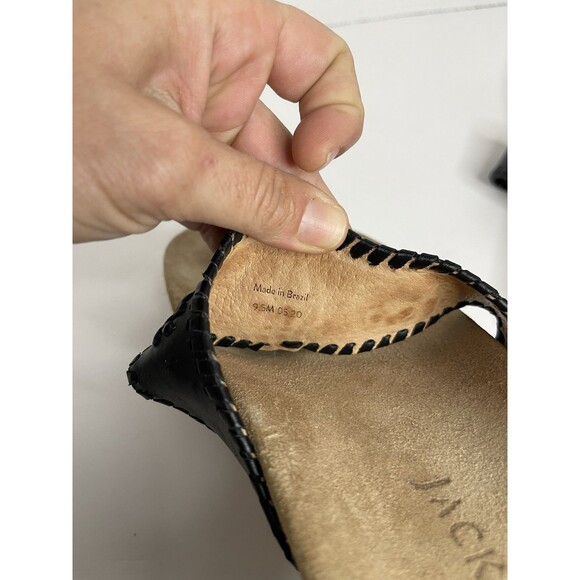 Jack Roger's Black Leather Women's 9.5 Thong Sandals Low Platform Slide On - Picture 5 of 8